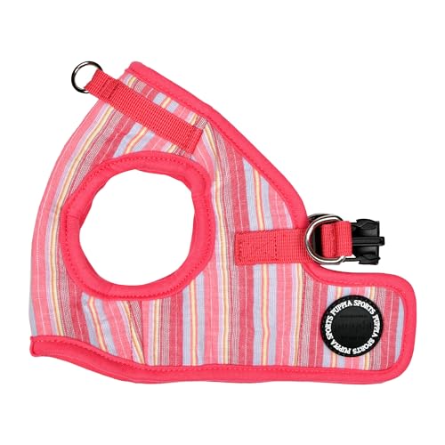Puppia Theros Dog Vest Harness B (Step-in) Fashionable Striped Pattern Spring Summer Harness for Small and Medium Dogs, Pink, Medium - color: Pink_Theros, size: Medium