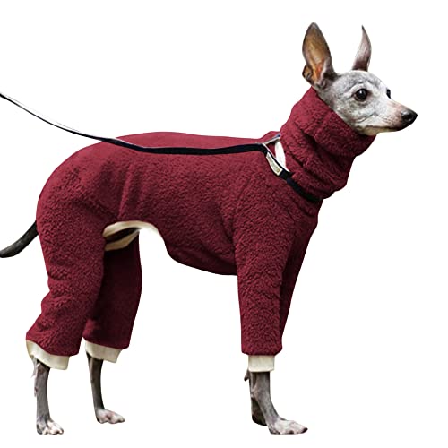 Esobo Fashion Winter Dog Warm Coat Jacket Four-Legged Neck Warm Pet Sweaters for Small Medium Large Dogs - color: Wine red, size: Large
