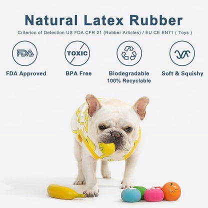 Squeaky Dog Toys, Soft Latex Rubber Squeaky Dog Ball for Small Dogs Puppies, Cute Bounce Squeak Toys Balls with Funny Cute Face - color: 2.2“ Paw&Fruit - 6 Pack, size: Small