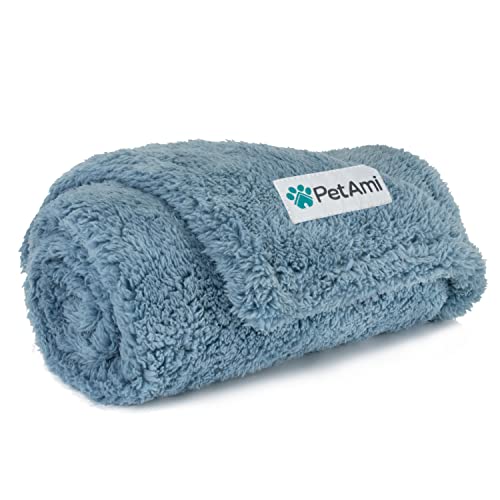 PetAmi Fluffy Waterproof Dog Blanket for Small Medium Dogs, Soft Warm Pet Sherpa Throw Pee Proof Couch Cover, Reversible Cat Puppy Bed Blanket Sofa Protector, Plush Washable Pad (Dusty Blue, 24x32) - color: Dusty Blue, size: Small (24x32)