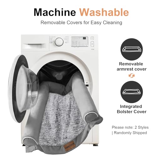 Medium Dog Bed Orthopedic Washable: Beds Bolster Medium Sized Dogs Bed Egg Crate Foam Couch Sofa Waterproof with Removable Cover - color: Light Grey, size: 28.0"l X 19.0"w X 5.5"th