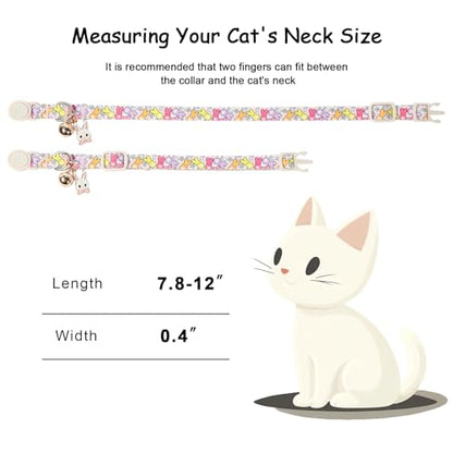 2 Pack Easter Cat Collars - Pastel Bunny&Egg Print Breakaway Easter Cat Collar with Bell & Bunny Pendant, Adjustable Cute Spring Holiday Kitten Collars for Boy Girl Cats - color: Pastel Bunny&Egg