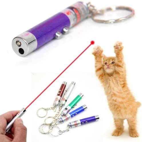 6 PCS Cat Toys Laser Pointer Mini Keychain Laser Pointer LED Flashlight Dog Laser Toy Pet Remote Control Laser (6 Pcs Pack A)