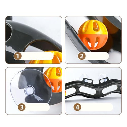 Window Mount Cat Toy - Suction Cup Ball Track, Interactive Roller Coaster Game | Mental Stimulation Activity Center for Indoor