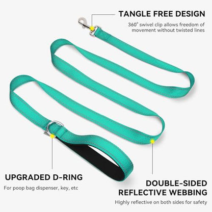 Joytale Dog Leash, 6 FT Double-Sided Reflective, Padded Handle Nylon Heavy Duty Leashes for Medium & Large Dogs Walking, Teal - color: Teal, size: 6 ft Standard