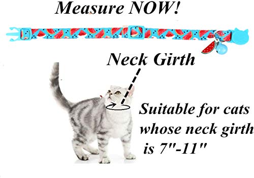 BoomBone 3 Pack Cat Collar with Bell and Cute Fruit Pendants, Breakaway Summer Kitten Collars