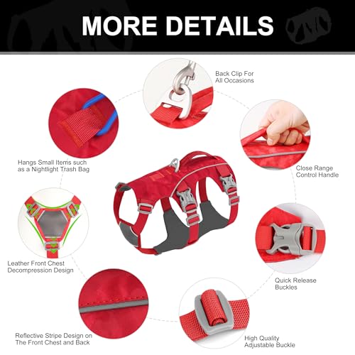 Escape Proof Dog Harness Small Sized Dog, Lightweight Full Body Pet Vest with Lift Handle & Leash Clip, Reflective Adjustable No Slip Dog Harness for Daily Walking(Red,Chest:16-27") - color: Red, size: S: Chest 16-27", Fit 12-25 lbs