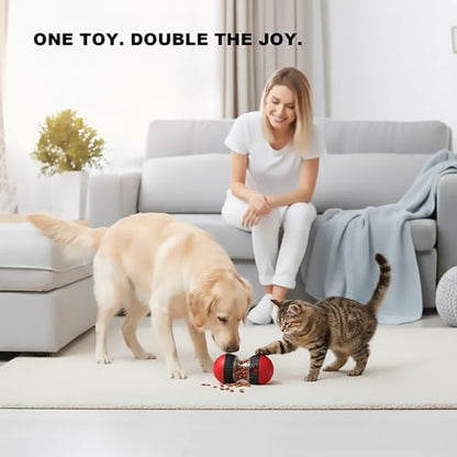 Interactive Dog & Cat Puzzle Feeder Toy, Adjustable Slow Feeding Treat Dispenser for Mental Stimulation, Enrichment Toy for Small to Medium Pets (Black-Red) - color: Black-Red