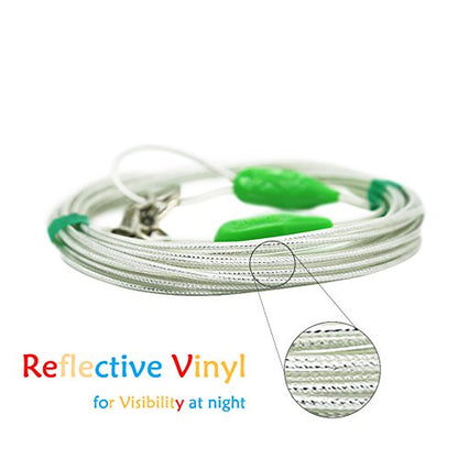 Petest 25ft Reflective Tie-Out Cable for Small Dogs Up to 35 Pounds - color: Green & Silver, size: 35lbs25ft