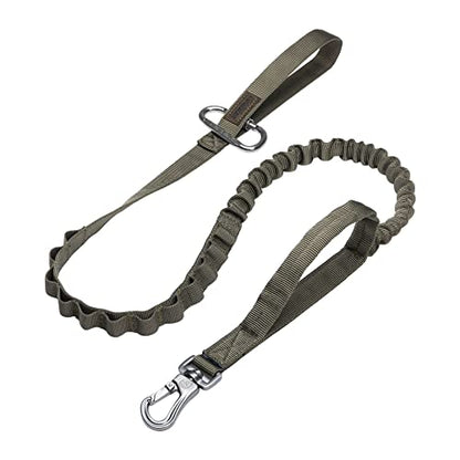 Excellent Elite Spanker Tactical Bungee Dog Leash Military Adjustable Dog Leash Quick Release Elastic Leads Rope with 2 Control Handle(Ranger Green) - color: Ranger Green