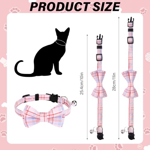 10 Pcs Cat Collar Breakaway with Bow Tie and Bell Kitten Collars Removable Bowtie Plaid Cat Collar for Cats Kittens Puppy (Fashion) - color: Fashion