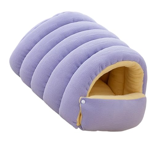 Washable Enclosed Cat Bed with Removable Cover, Soft Plush Cats Caves Bed for Indoor Cats, Cozy Pet Nest for Anxiety Relief Antislip Base Indoor Pet Furniture - color: purple-L