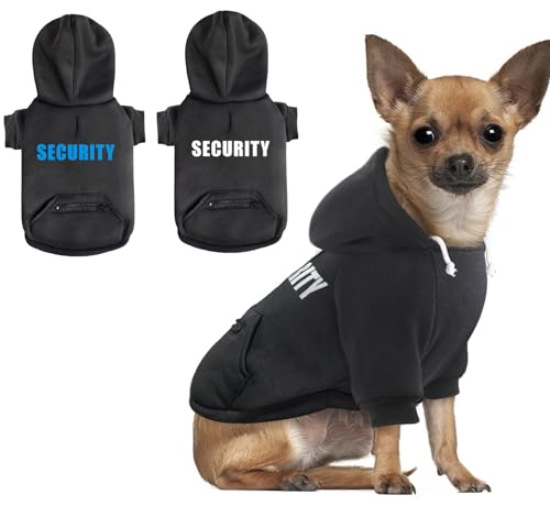 Dog Hoodie Security Glow-in-The-Dark Dog Sweater Sweatshirt Hooded Soft Brushed Fleece Clothes with Dual Pocket Zip Puppy Hoodie for Small Medium Large Dogs Black S - color: Black, size: Small
