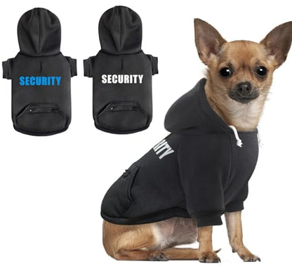 Dog Hoodie Security Glow-in-The-Dark Dog Sweater Sweatshirt Hooded Soft Brushed Fleece Clothes with Dual Pocket Zip Puppy Hoodie for Small Medium Large Dogs Black S - color: Black, size: Small