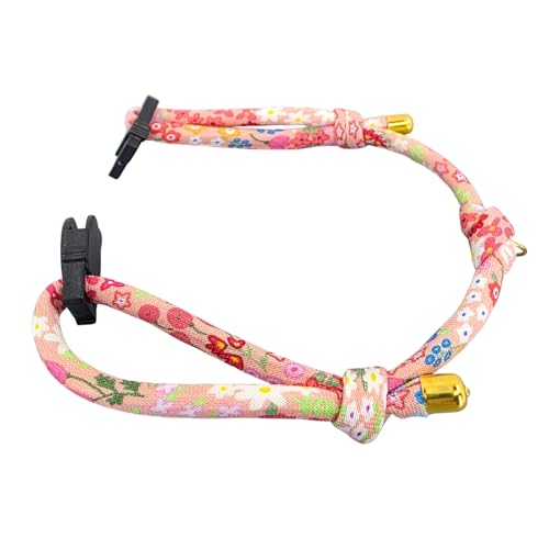 Breakaway Cat Collar – Adjustable Soft Cotton Breakaway Kitten Collar for Indoor & Outdoor Cats 6–13 Inch, Includes 2 Split Rings and Yellow Bell, Lightweight, Handmade in California (Blossom) - color: Blossom