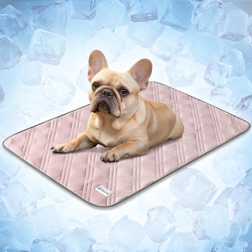 PetAmi Dog Cooling Mat, Waterproof Self Cooling Dog Pad with Non-Slip Backing, Q-Max >4.0 Pet Cooling Mat for Crate, Couch, Kennel & Car, Indoor Outdoor Summer Use, Pink, 29x40 - color: Pink, size: Medium (29x40)