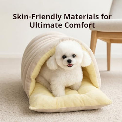 Winter Cave, Cozy Monster Cat Bed with Removable Washable Cushion, Soft Warm Plush Enclosed Tent Bed Cat House with Non-Slip Bottom for Cat and Dog (Purple, M) - color: Purple, size: M