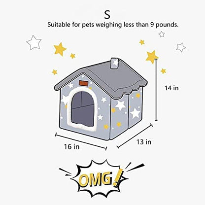 Dog House Indoor, Foldable Soft Kennel Bed Warm Cat Nest Puppy Cave with Cushion for Small Medium Large Dogs Cats (S-Within 9 lbs) - size: S-within 9 lbs