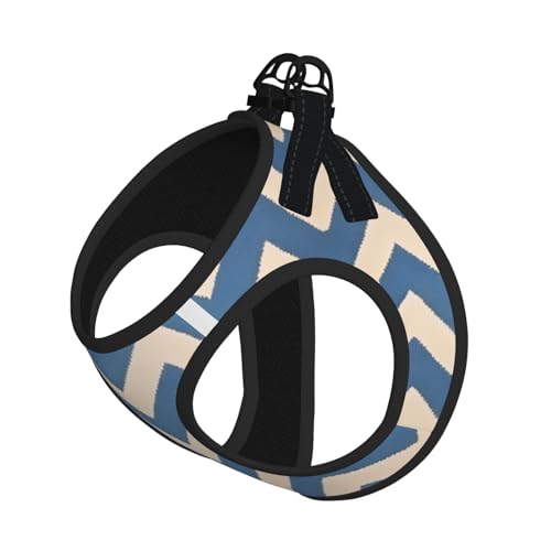 Blue Beige Stripe Printing Dog Summer Harness,Soft Light Puppy Vest,Breathable Pet Harness Reflective for Easy Walking - color: Without Accessories, size: Medium