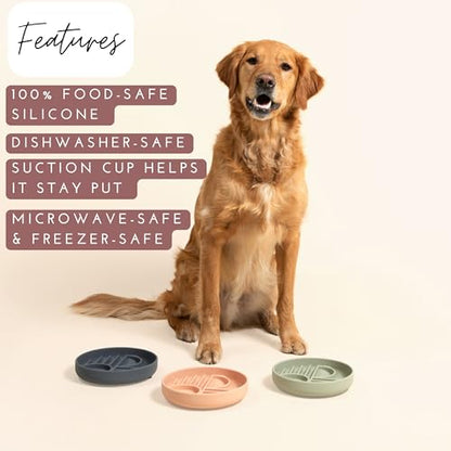 Should We Go? Slow Feeder for Dogs & Puppies, The Slowdown Bowl Silicone Slow Eating, Modern Lick Mat Design, Reduces Gulping, Fits 2 Cups, 7.5” Across x 1.5” Tall, Mealtime Challenge, Medium-Sage - color: Sage - Sunset Design, size: Medium (7.5” Across x