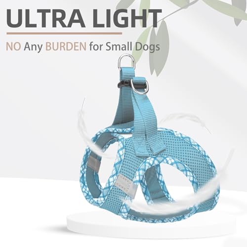 PUPTECK Dog Harness and Leash Set for Small Medium Dogs No Pull Step-in Soft Mesh Puppy Cat Vest Harnesses Reflective at Night, Sky Blue, XS - color: #1 SkyBlue(Basic Mesh), size: XS(CHEST 13"-14.5", 3-9 lbs)