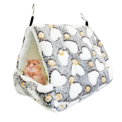 PINVNBY Rat Hammock Soft Ferret Hideout Bed Hanging Hamster Tunnel Cave Small Animal Cage Accessories Toy for Guinea Pig Chinchilla Squirrel Sugar Glider (Gray)