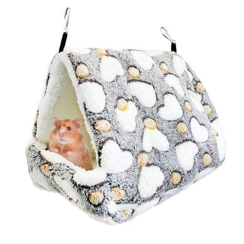 PINVNBY Rat Hammock Soft Ferret Hideout Bed Hanging Hamster Tunnel Cave Small Animal Cage Accessories Toy for Guinea Pig Chinchilla Squirrel Sugar Glider (Gray)