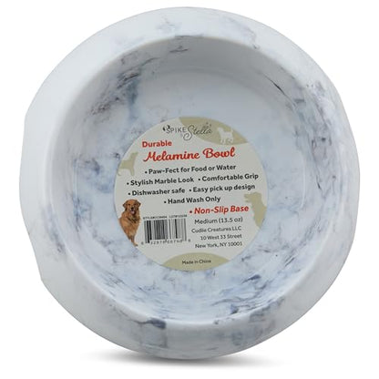Marble Print Melamine Dog and Cat Food and Water Bowl, Non Skid Base, Anti-Slip Pet Feeder Bowls (5.4 Ounce, 13.5 Ounce,27 Ounce) - size: Medium 13.5 Ounce