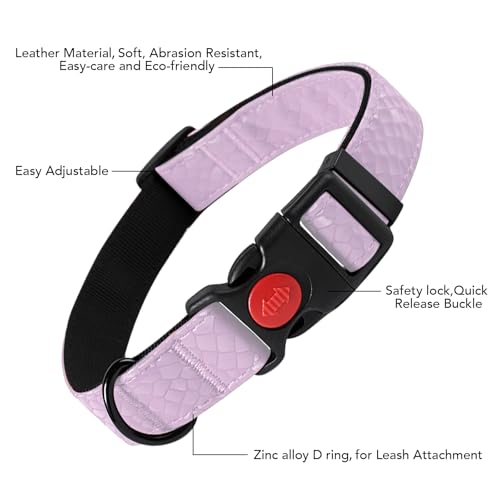 Soft Leather 4ft Dog Collar and Leash Set,Stylish 4ft PU Leather Dog Training Leash, Adjustable Durable Pet Collars with Quick Release Buckle for Large Dogs,Medium Dogs,Terracotta (Purple, 4 feet) - color: purple
