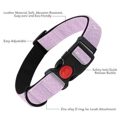Soft Leather 4ft Dog Collar and Leash Set,Stylish 4ft PU Leather Dog Training Leash, Adjustable Durable Pet Collars with Quick Release Buckle for Large Dogs,Medium Dogs,Terracotta (Purple, 4 feet) - color: purple