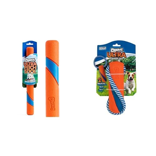 Chuckit! Dog Toy Bundle: 12 Inch Ultra Fetch Stick & Medium Ultra Bumper Tug - Interactive Outdoor Play Set