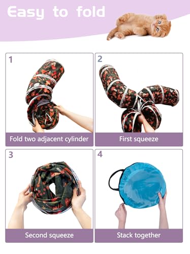 EGETOTA Cat Tunnel for Indoor Cats Large, with Play Ball S-Shape 5 Way Collapsible Interactive Peek Hole Pet Tube Toys, Puppy, Kitty, Kitten, Rabbit (S5 - Mushroom) - color: S5 - Mushroom