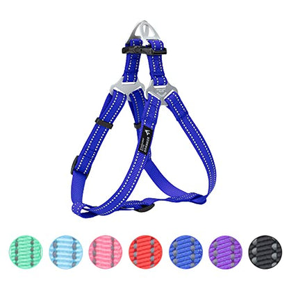 EXCELLENT ELITE SPANKER No Pull Dog Harness Adjustable Nylon Step-in Easy Pet Vest Chest Strap with Reflective and Leash Ring for Small Medium Large Breed Dogs Training Walking(Blue-S) - color: Blue, size: S
