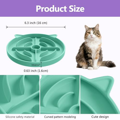 YINEYA 2 Pcs Silicone Slow Feeder Cat Bowl, Cat Slow Feeder for Food Training, Interactive Puzzle Bowls for Puppy, Kitten Dishes to Prevent Overeating, Treat Toys Suitable for Dry and Wet Food - color: Purple & Cyan