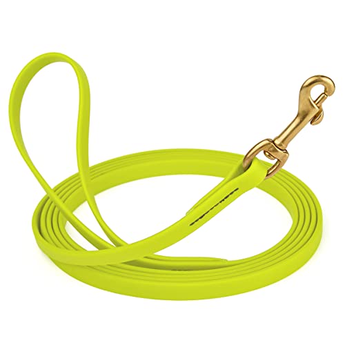 Viper K9 Biothane Working Dog Leash Waterproof Lead for Tracking Training Schutzhund Dog Sport & Search - Odor-Proof Long Line with Solid Brass Snap for Puppy Medium and Large 1/2" x 10ft SafetyYellow - color: Safety Yellow, size: 1/2" x 10ft