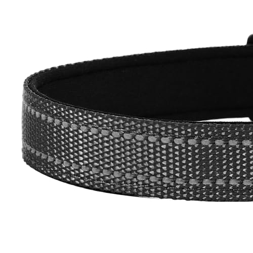 Reflective Dog Collar, Adjustable Soft Neoprene Padded Nylon Pet Collars with Buckle for Puppy and Small Dogs, Cats, Black,XS - color: Black, size: X-Small