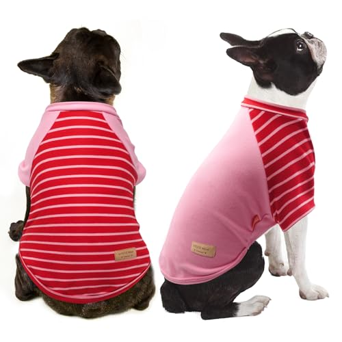 KYEESE 2Pack Small Dog Sweater, Soft Puppy Sweatshirt Stretchy Pullover Dog Sweater for Small Dogs Girl Boy, Lightweight Fleece Cat Shirt Pet Clothes with Sleeves, S - color: 10# Pink, size: Small (4-8lbs)