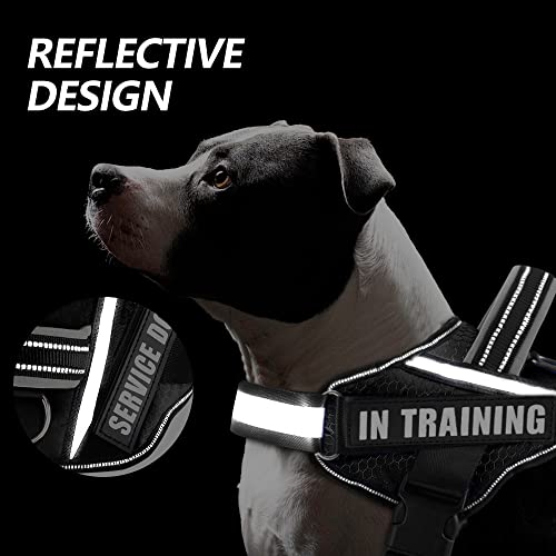 Dog Vest Harness and Patches Set, Animire in Training Service Dog Harness with 10 Dog Patches, Reflective Dog Vest with Handle for Small, Medium, Large, and Extra-Large Dogs - color: Black, size: LARGE (Chest:26.5-36 Inch)