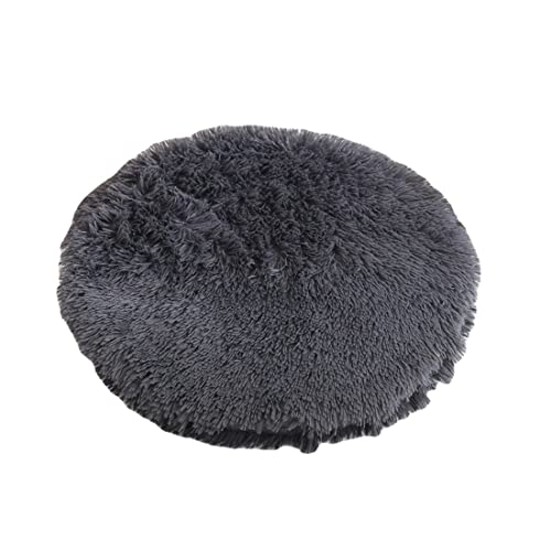 RICHRAIN Plush Cat Dog Cushion,Round Pet Warm Mat, PP Cotton Soft and Comfortable for Living Room (M, 47 cm, Dark Grey) - color: Dark Grey, size: M 47CM