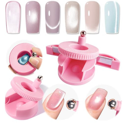modelones 5D Automatic Nail Magnet for Cateye Gel Polish, Upgraded 3-in-1 Strong 360° Rotating Glass Bead Magnetic Side-Light Nail Magnet for Beginner-Friendly DIY Nail Designs (Magnet Only) - color: A-1 Angel Wing Cat Eye Magnet