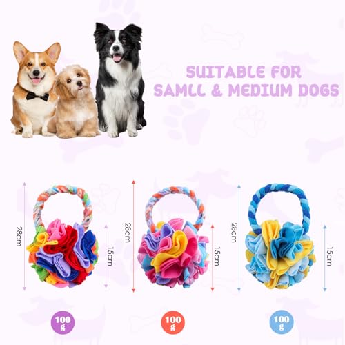 Snuffle Ball with Handle, Tug of War Rope Toys for Small Medium Dogs, Interactive Dog Toys Puppy Training Pull Toy for Exercise & Interactive Play Games (Blue) - color: Blue