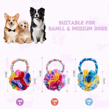 Snuffle Ball with Handle, Tug of War Rope Toys for Small Medium Dogs, Interactive Dog Toys Puppy Training Pull Toy for Exercise & Interactive Play Games (Blue) - color: Blue