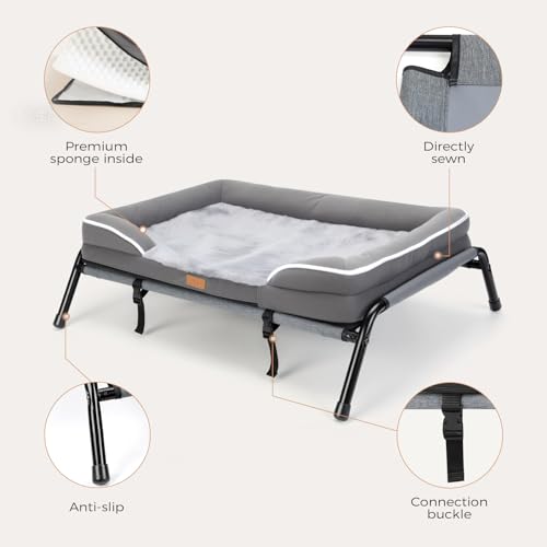 Raised Dog Bed for Small Dogs, Waterproof Elevated Dog Cot, Outdoor Cooling Pet Bed - size: 32"L x 25"W x 7"Th