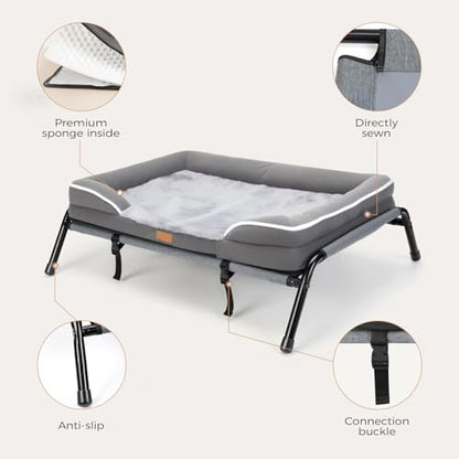 Raised Dog Bed for Small Dogs, Waterproof Elevated Dog Cot, Outdoor Cooling Pet Bed - size: 32"L x 25"W x 7"Th