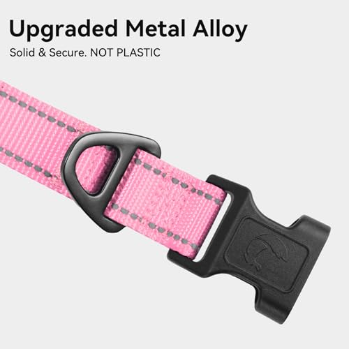 Joytale Reflective Dog Collar, Soft Neoprene Padded, Metal D-Ring, Nylon Pet Collar Adjustable for Puppy Dogs, Pink, XS - color: Pink, size: X-Small (Pack of 1)
