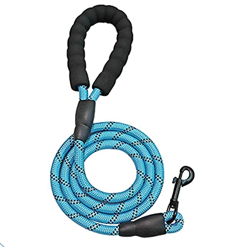 5 FT Reflective Dog Leash with Comfortable Padded Handle and Rotative Strong Metal Clasp and Flash Collar-Blue - color: Blue