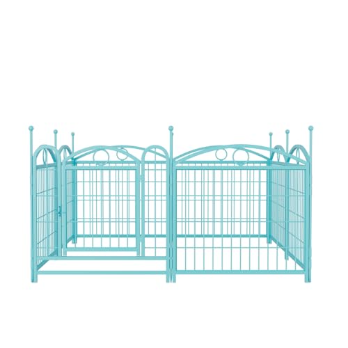 Heavy-Duty Foldable Metal Dog Playpen for Indoor and Outdoor Use – Sturdy Pet Exercise Pen with Secure Door and Easy Assembly (Blue + Iron)