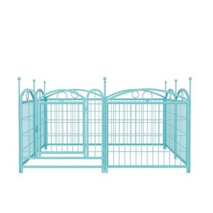 Heavy-Duty Foldable Metal Dog Playpen for Indoor and Outdoor Use – Sturdy Pet Exercise Pen with Secure Door and Easy Assembly (Blue + Iron)