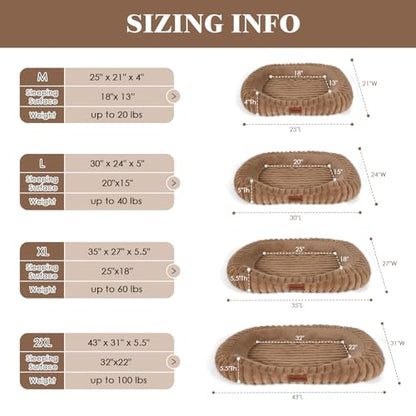 Cute Washable Dog Bed for Small Dogs -Soft Plush Calming Puppy & Cat Bed with Anti-Slip Bottom, Rectangle Anti-Anxiety Puppy Kennel Bed with Handle, 25" x 21" x 4", Brown - color: Brown, size: 25"L x 21"W x 4"Th