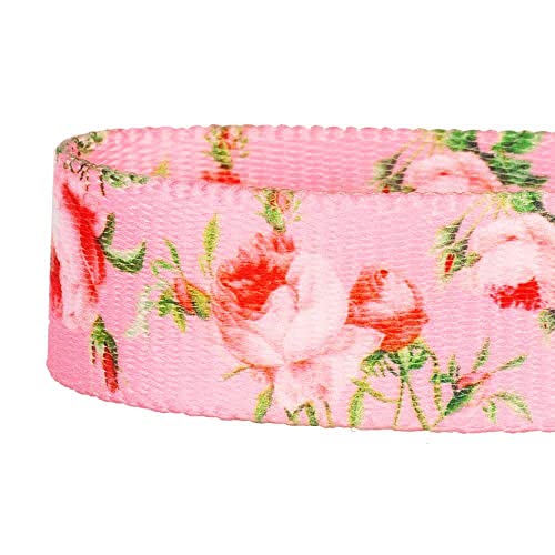 Blueberry Pet Spring Scent Inspired Rose Print Martingale Safety Training Dog Collar, Baby Pink, Large, Heavy Duty Adjustable Collars for Dogs - color: Rose Baby Pink, size: Large